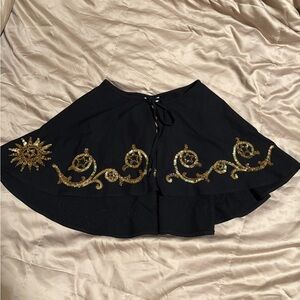 NWT Her Pony Black and Gold Embellished Boop Tie Front Skirt